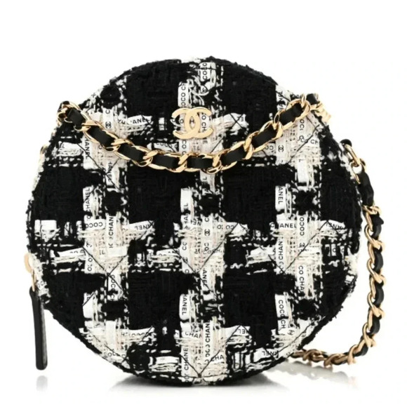 Chanel Ribbon Tweed Round Clutch with Chain - Picture 10 of 12